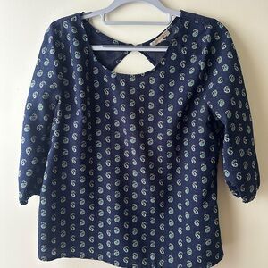 Navy Blue Patterned Women's Top